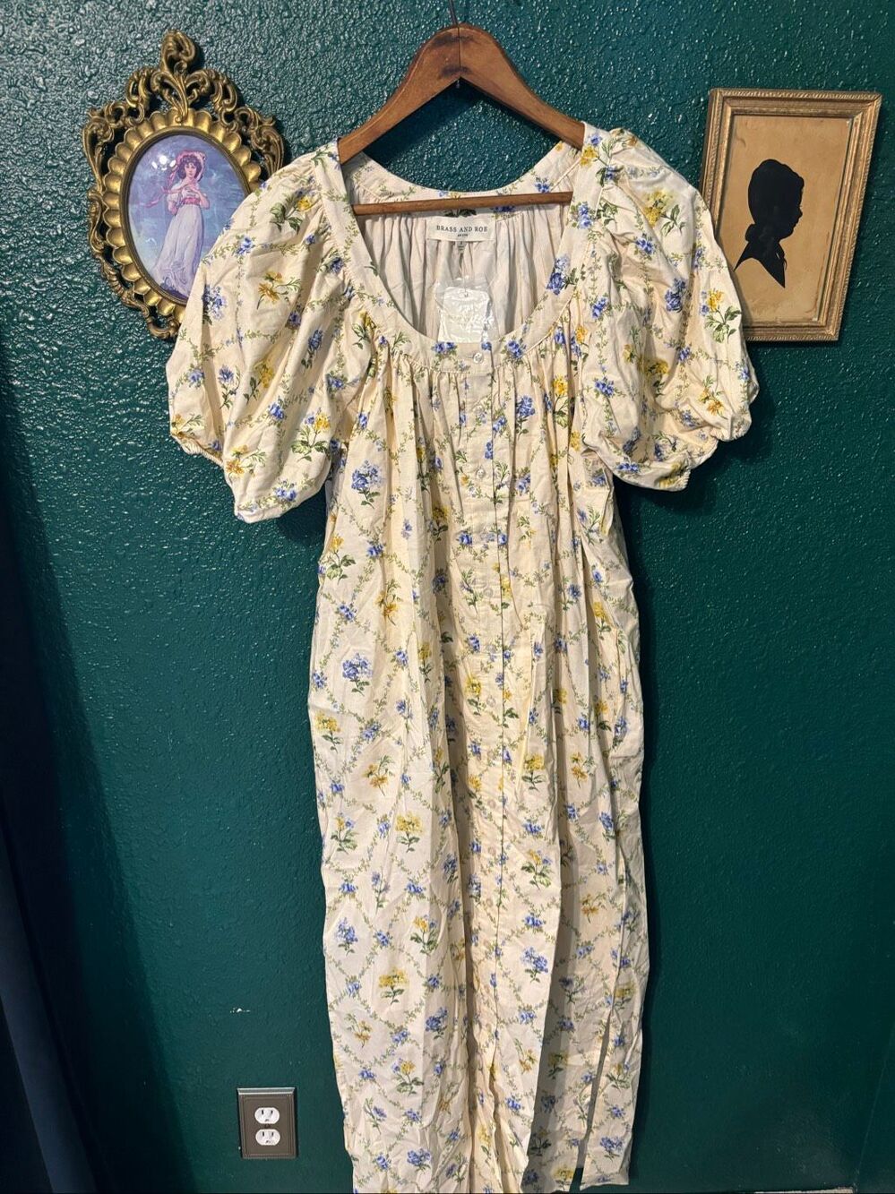 Brass And Roe Daybreak Button Down Floral NWT Maxi Dress Sz Medium